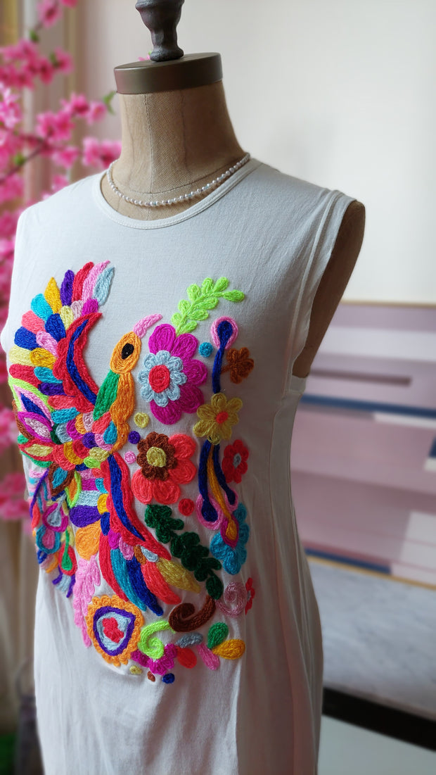 Wu Embroidered Sleeveless Asymetical Dress