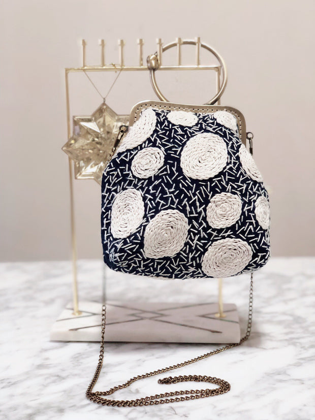 Laya Hand Embroidered Bag with handle and chain