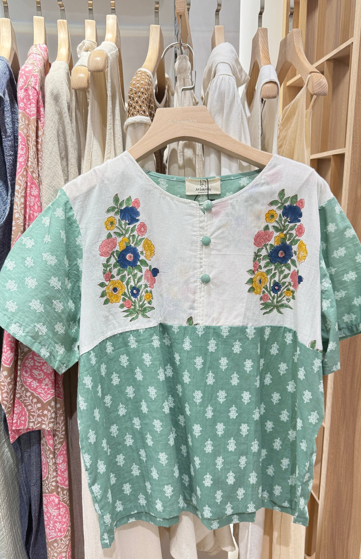 Shila block print blouse