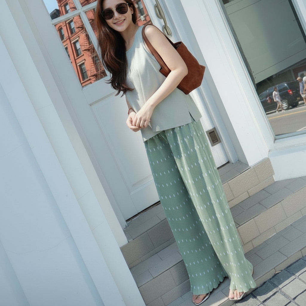 Dotty pleated pants