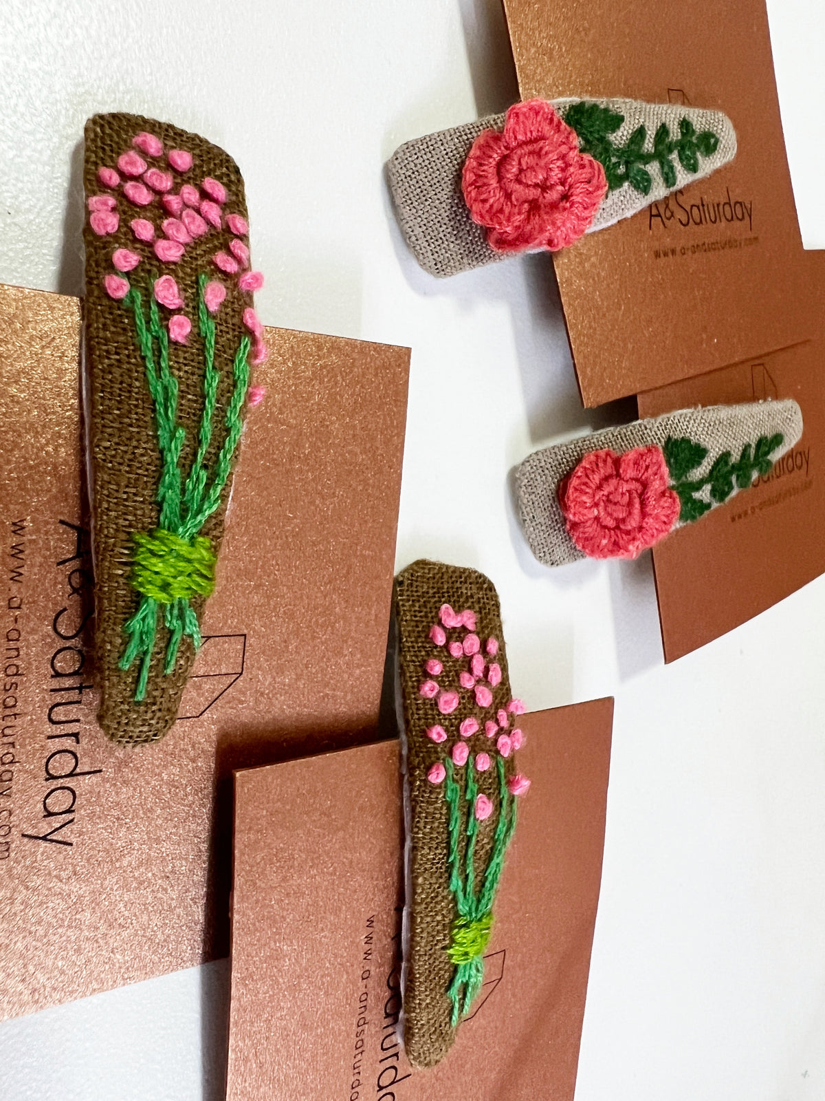 Lila embroidered hair clip