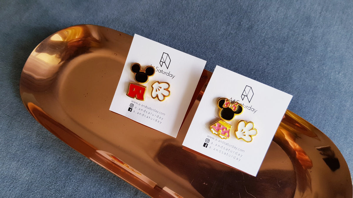 Mickey Mouse Mismatch Stud Earrings (Set of 3)