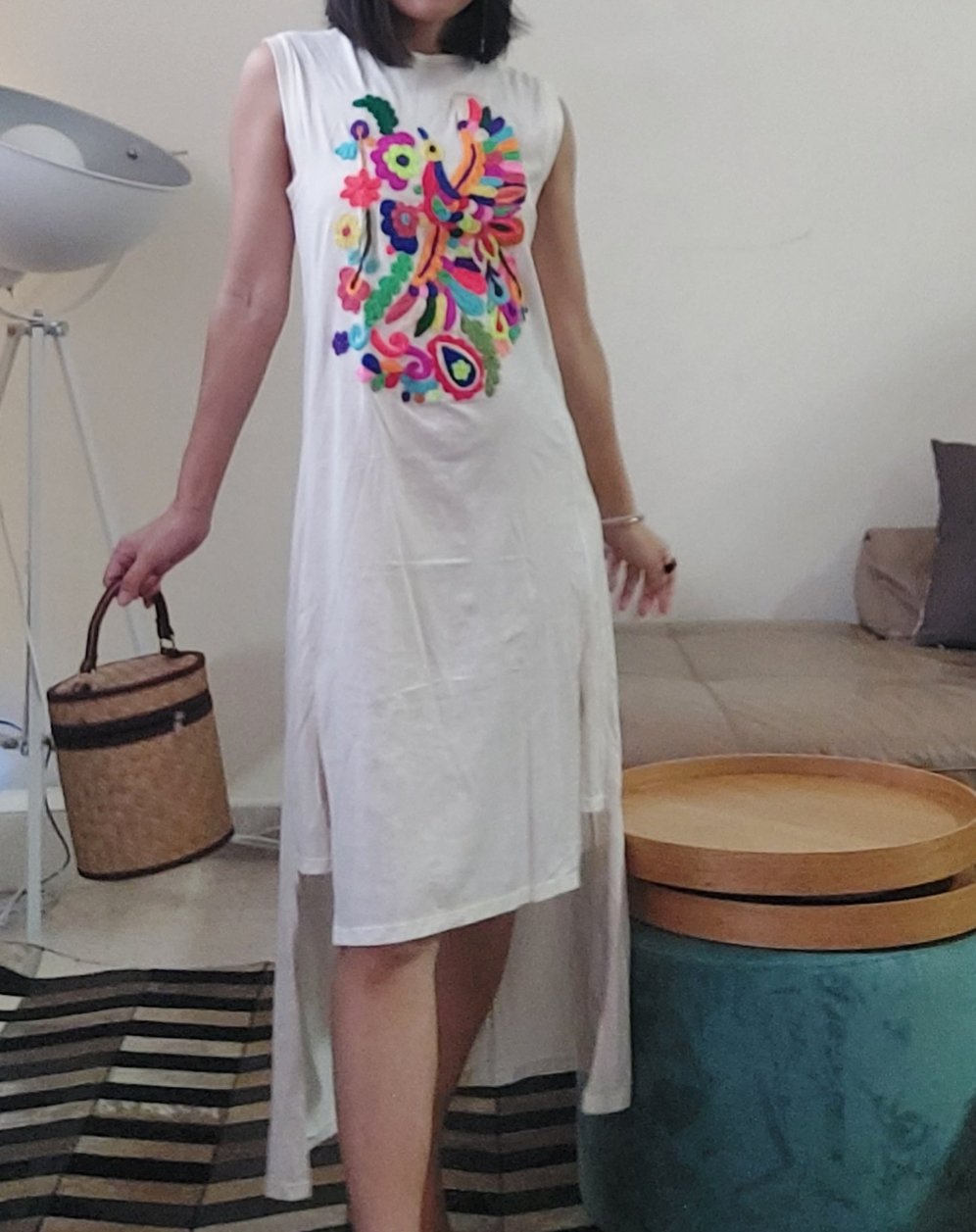 Wu Embroidered Sleeveless Asymetical Dress