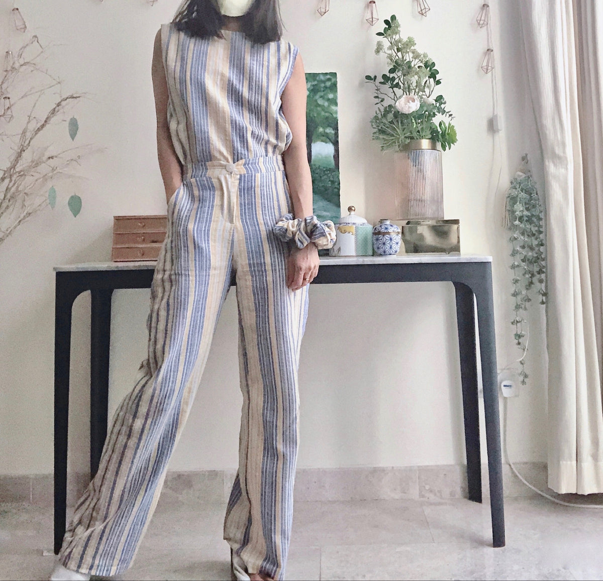 Nusa Striped Top and Pants All In 1 Set