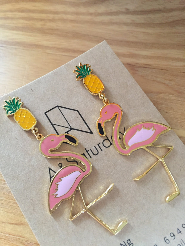 (Restock) Flamingo+Pineapple Earrings