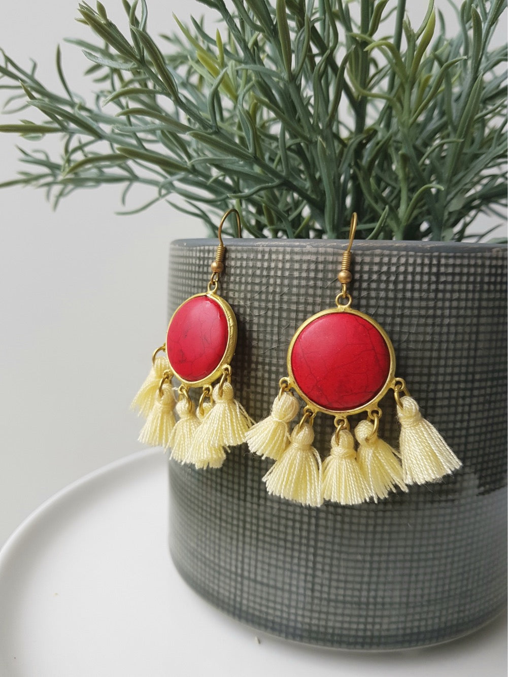 Glam Red Tassels Earrings