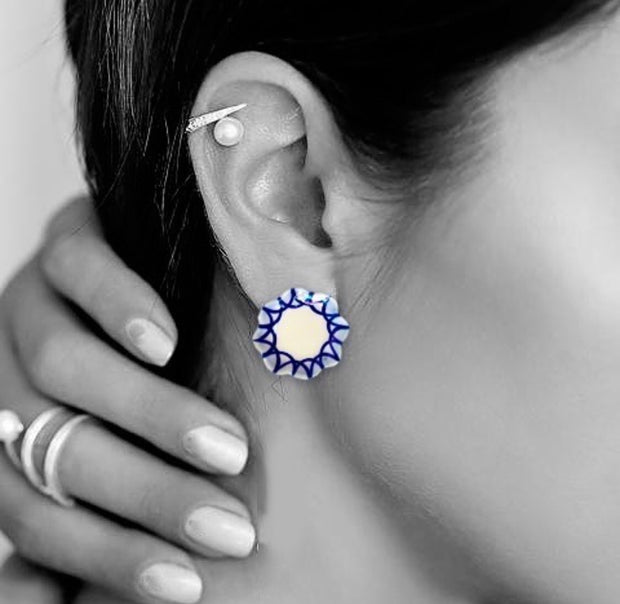 Shinna Ceramic Stud Earrings (Geometric)