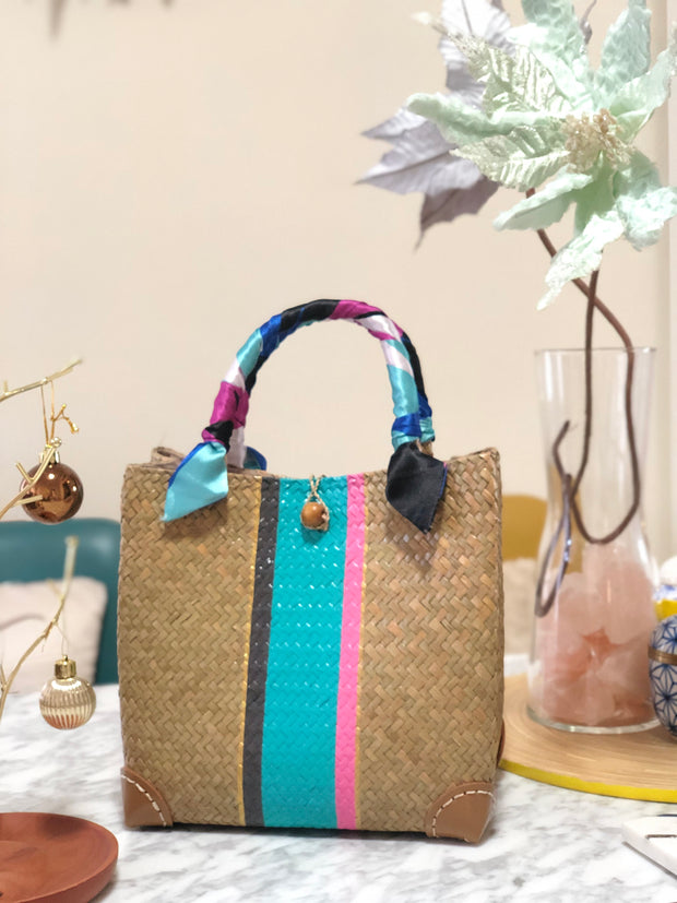 Limited Edition Ariel Medium  with Scarves - Grey+Turquoise+Pink