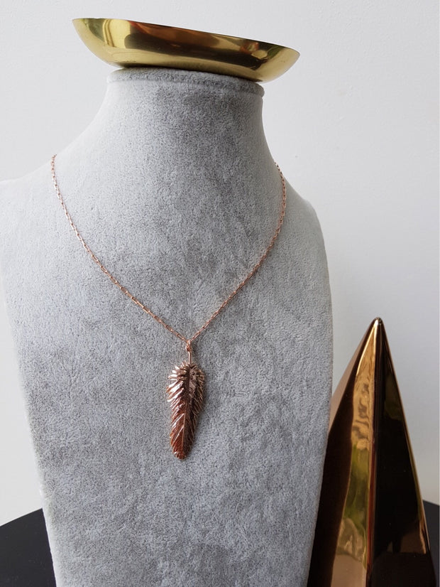 Kitana Pink Gold Feather Necklace