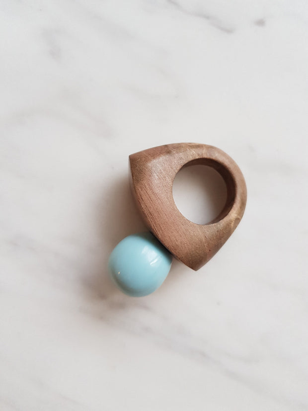 Oh Blue Statement Wood Ring