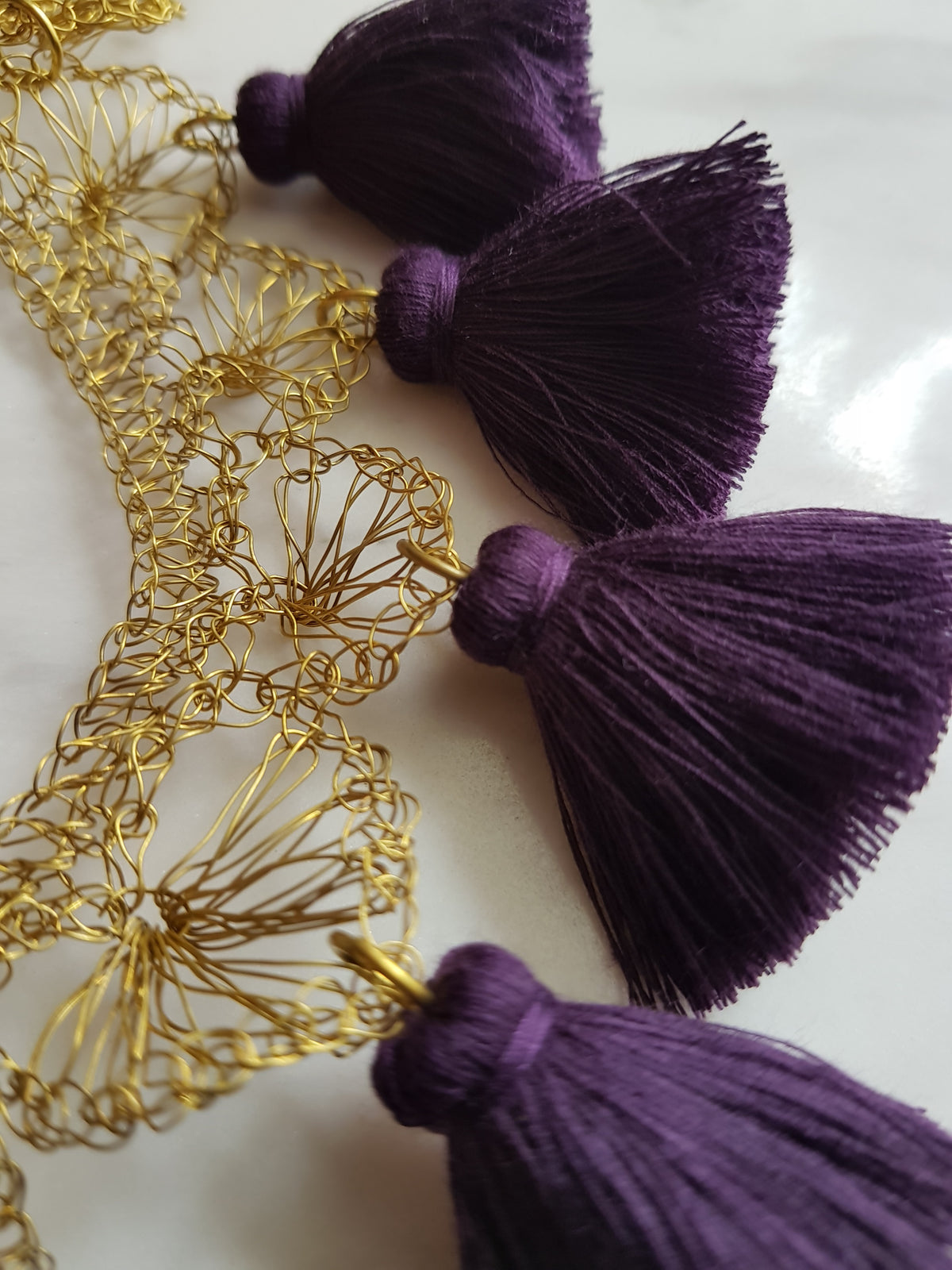 Louisa Crochet Necklace (Wine Purple)