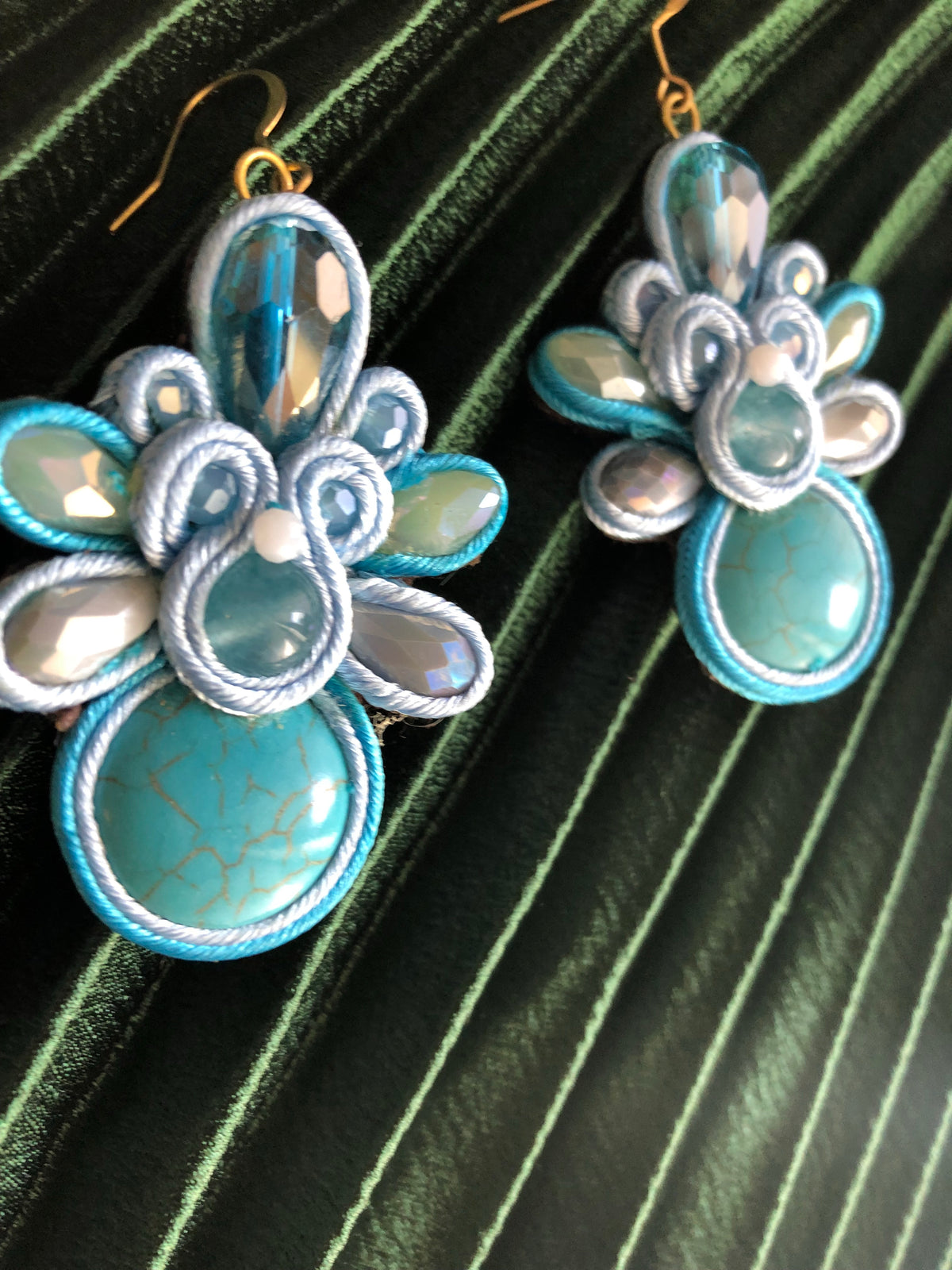 Tuni Soutache Earrings - size L (Turquoise)