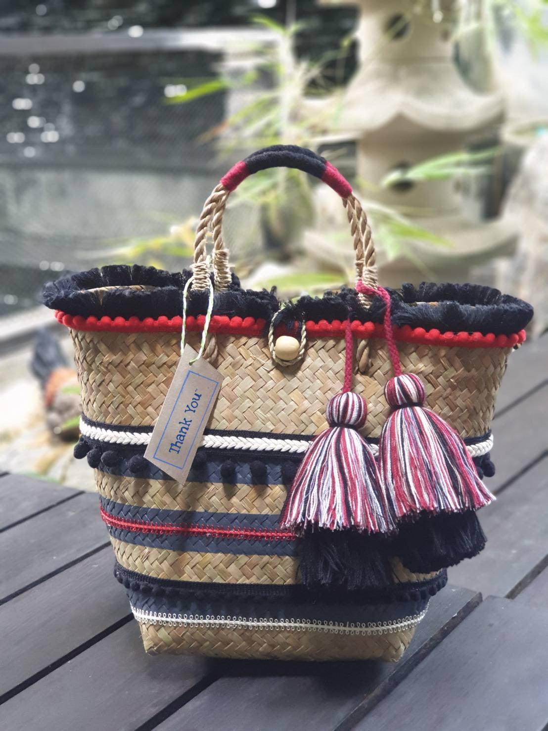 [We help you design] IBIZA EMBELLISHED TOTE - GREY