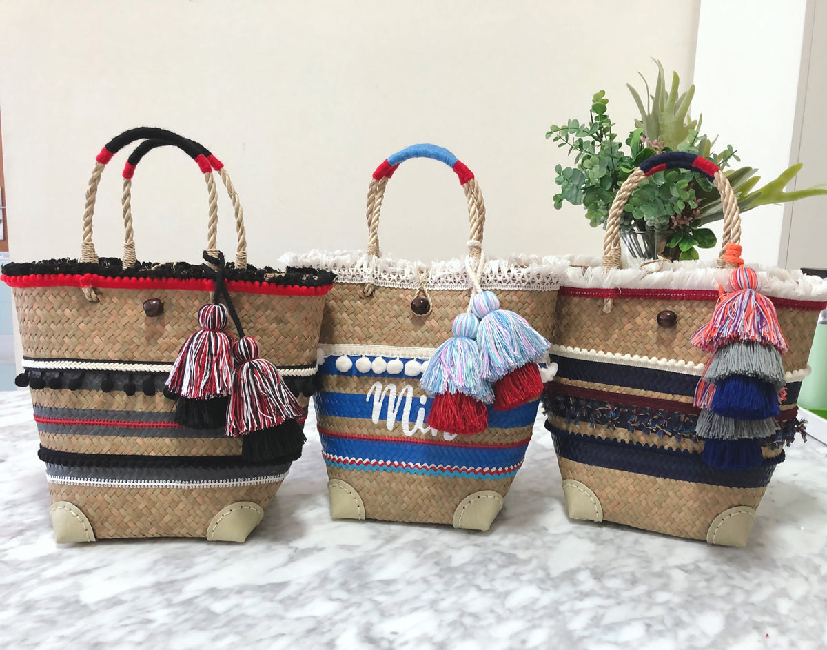 [We help you design] IBIZA EMBELLISHED TOTE - BRIGHT BLUE