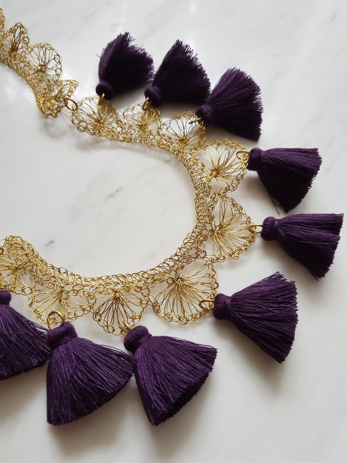 Louisa Crochet Necklace (Wine Purple)