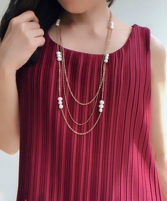 Tory Three Layered Pearl Necklace