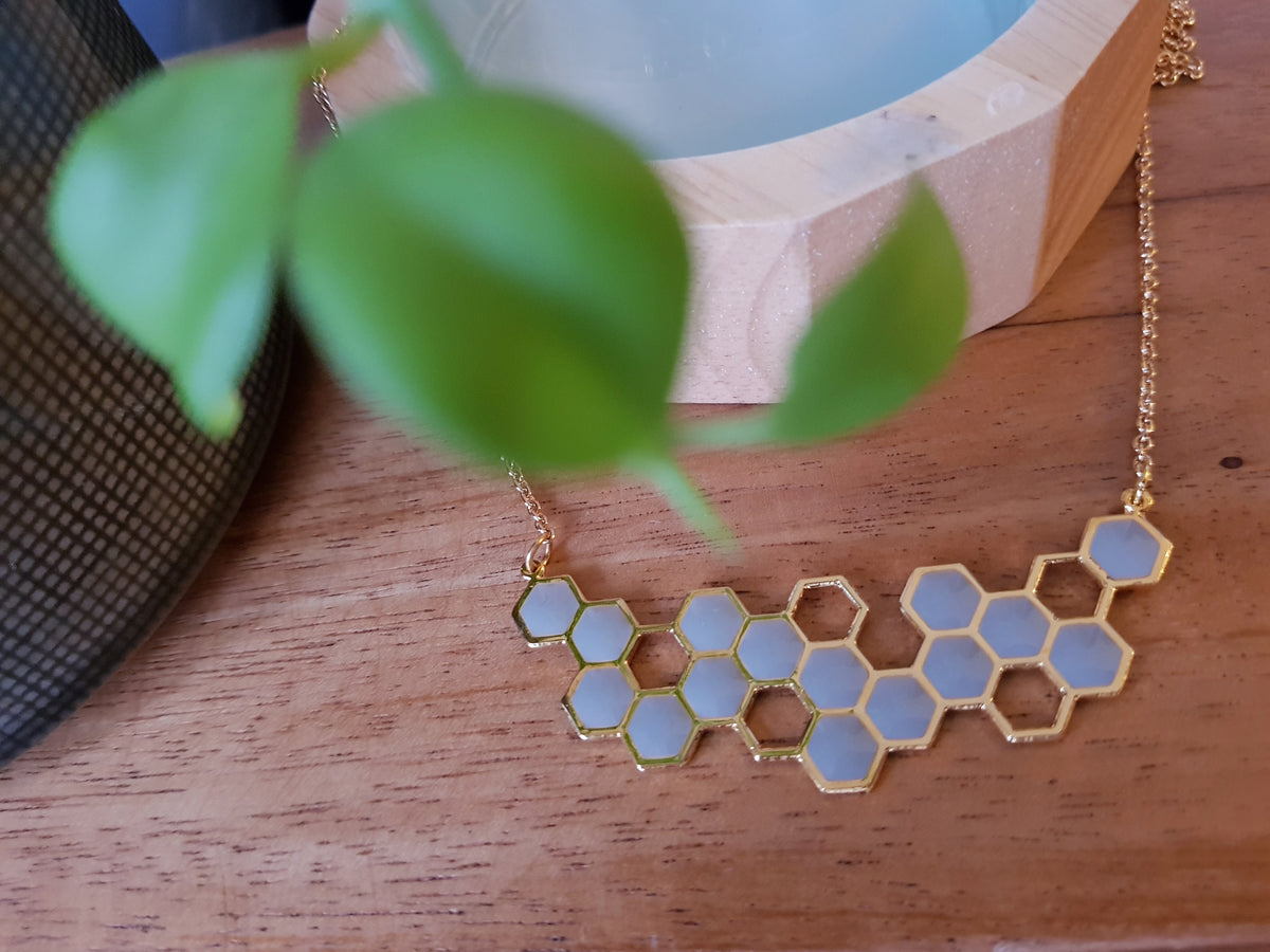 (New colour) Honeycomb Necklace- Grey