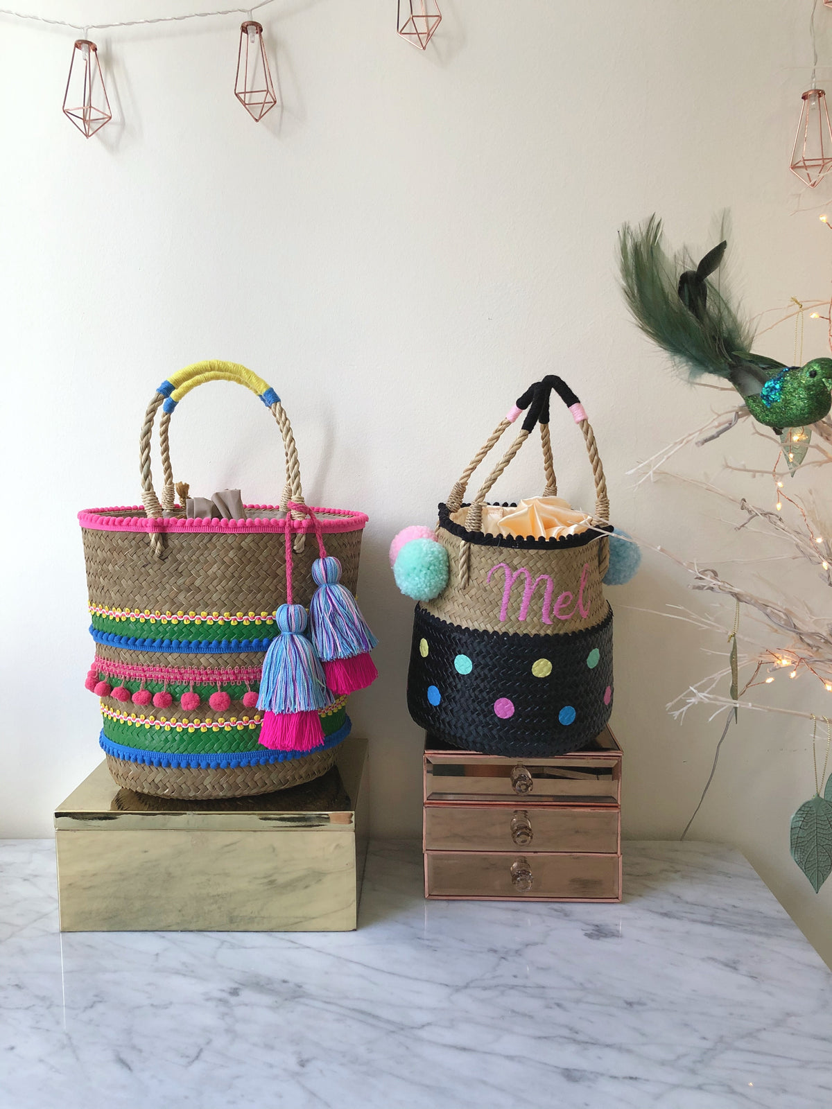 [We help you design] BONDI Embellished bucket bag - GREEN