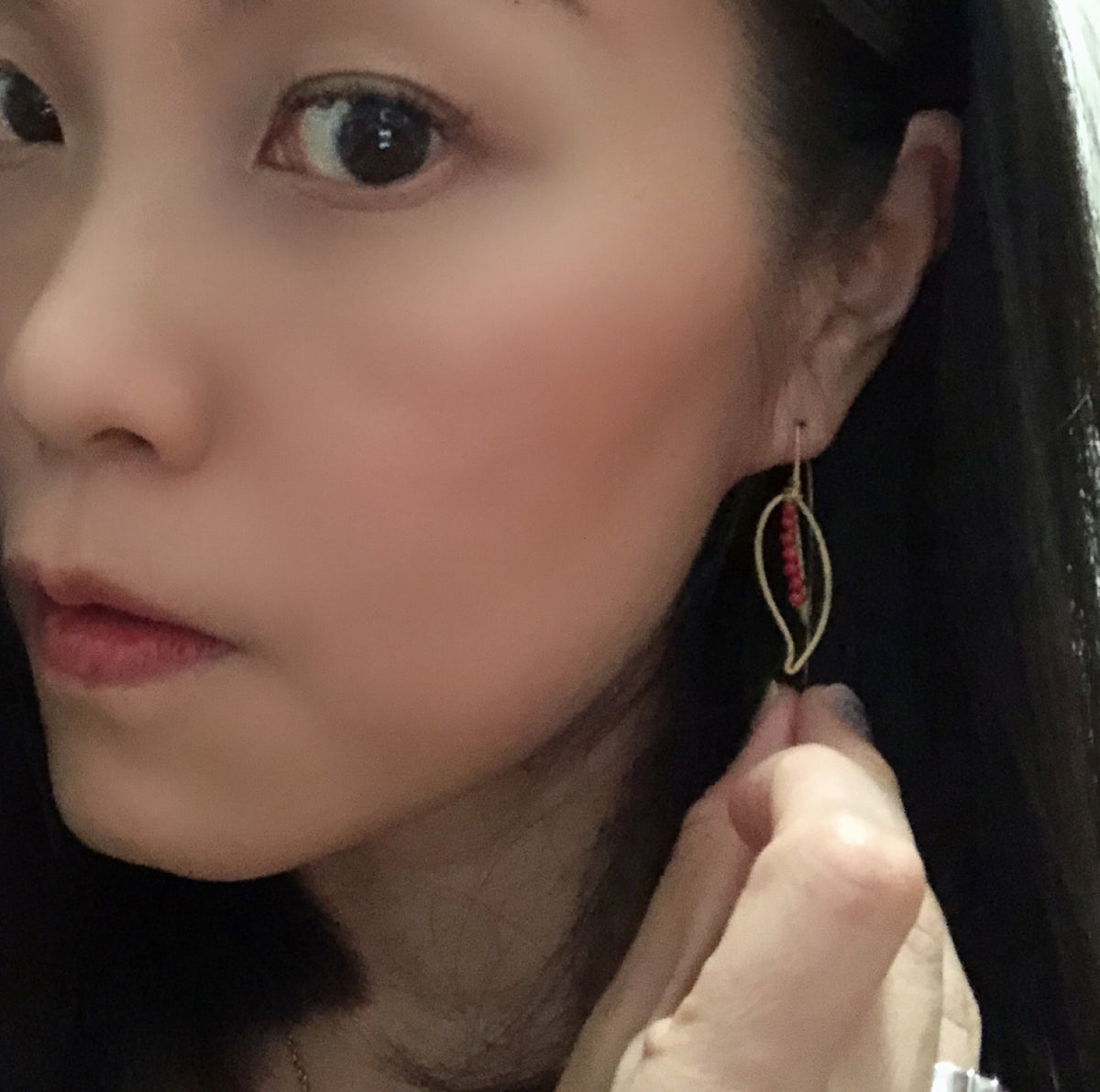 Dawn Red leaf earrings