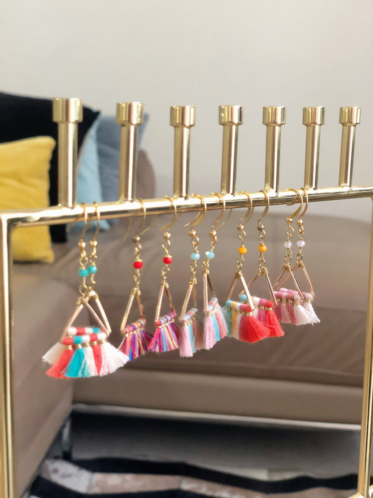 Kin Triangle Tassel Earrings (new colours)