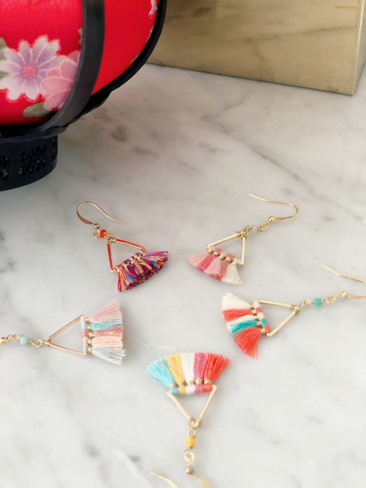 Kin Triangle Tassel Earrings (new colours)