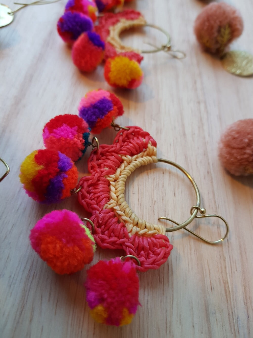 Marni Crochet Pom Pom Earrings